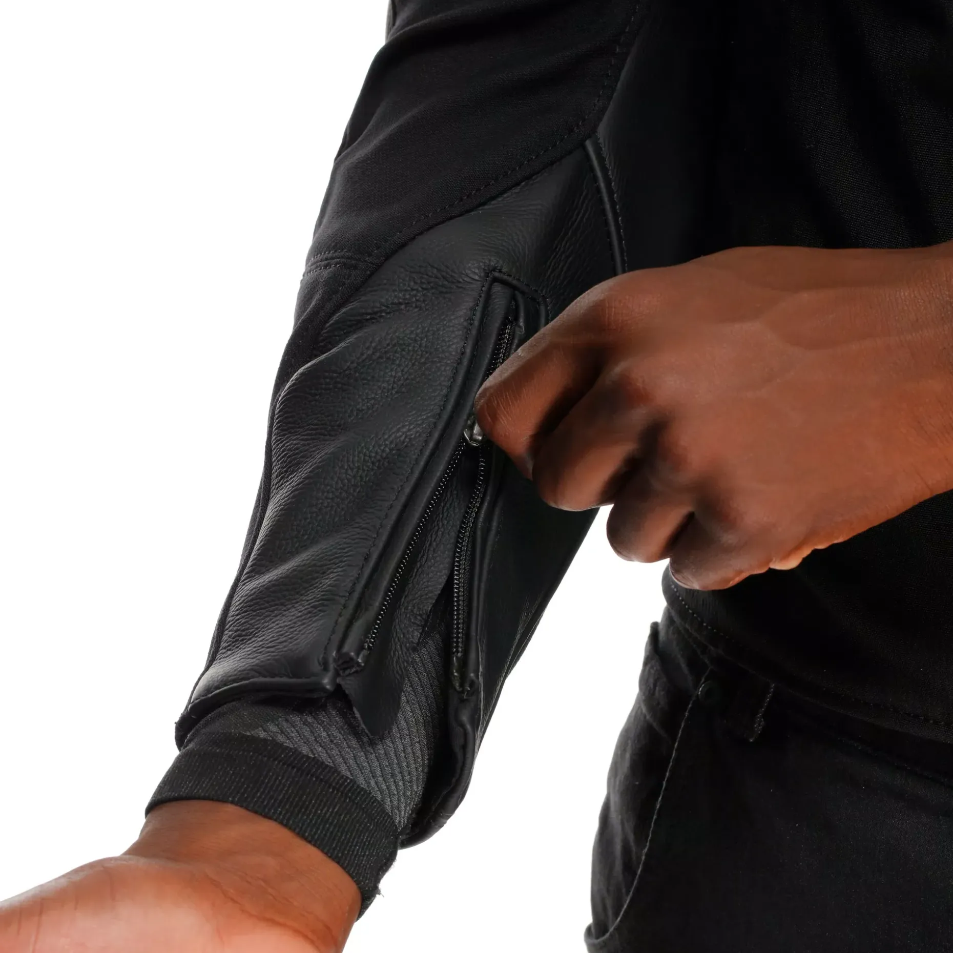 IPERATTIVA - CHAQUETA DE MOTO EN CUERO Y TELA PARA HOMBRE