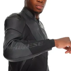 IPERATTIVA - CHAQUETA DE MOTO EN CUERO Y TELA PARA HOMBRE