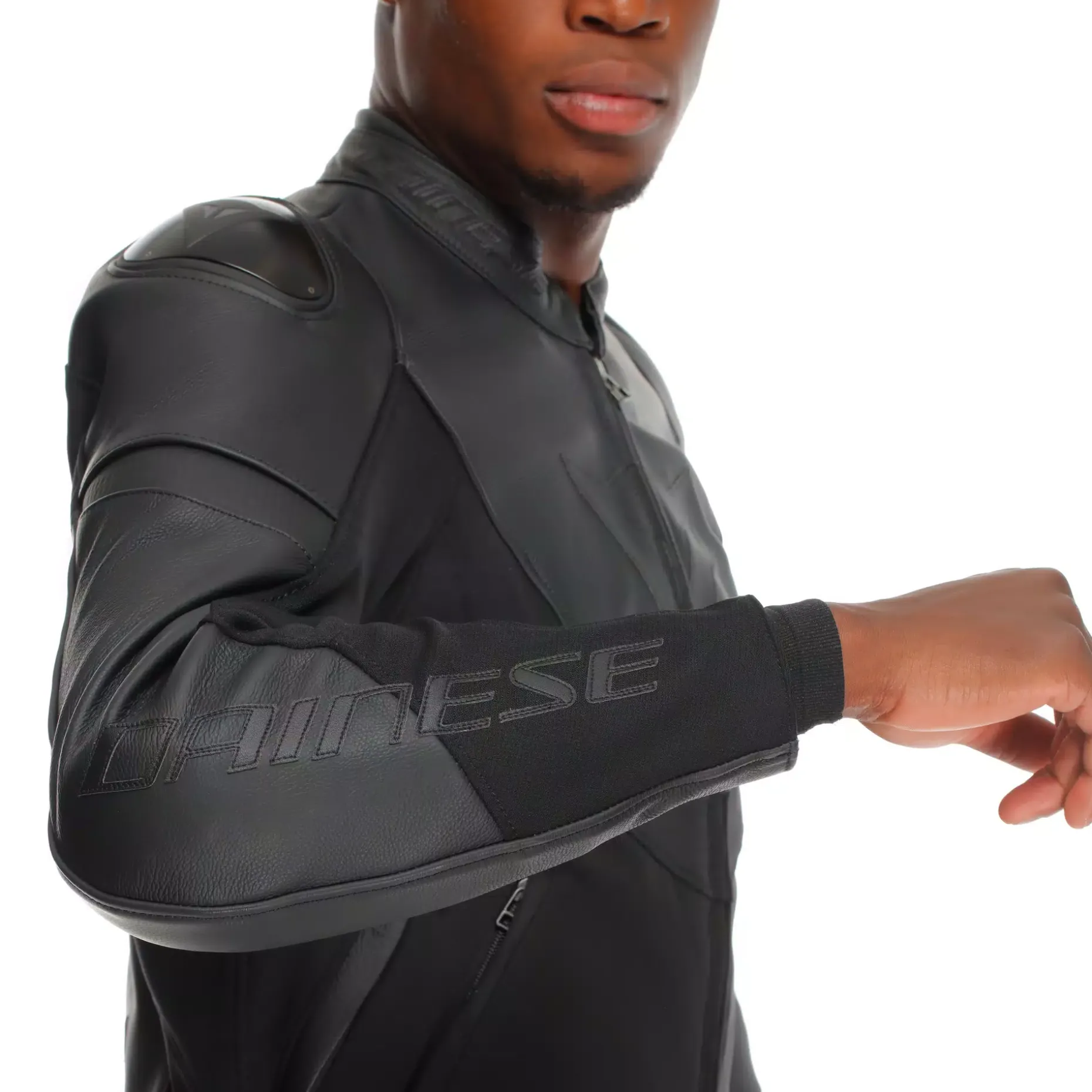 IPERATTIVA - CHAQUETA DE MOTO EN CUERO Y TELA PARA HOMBRE