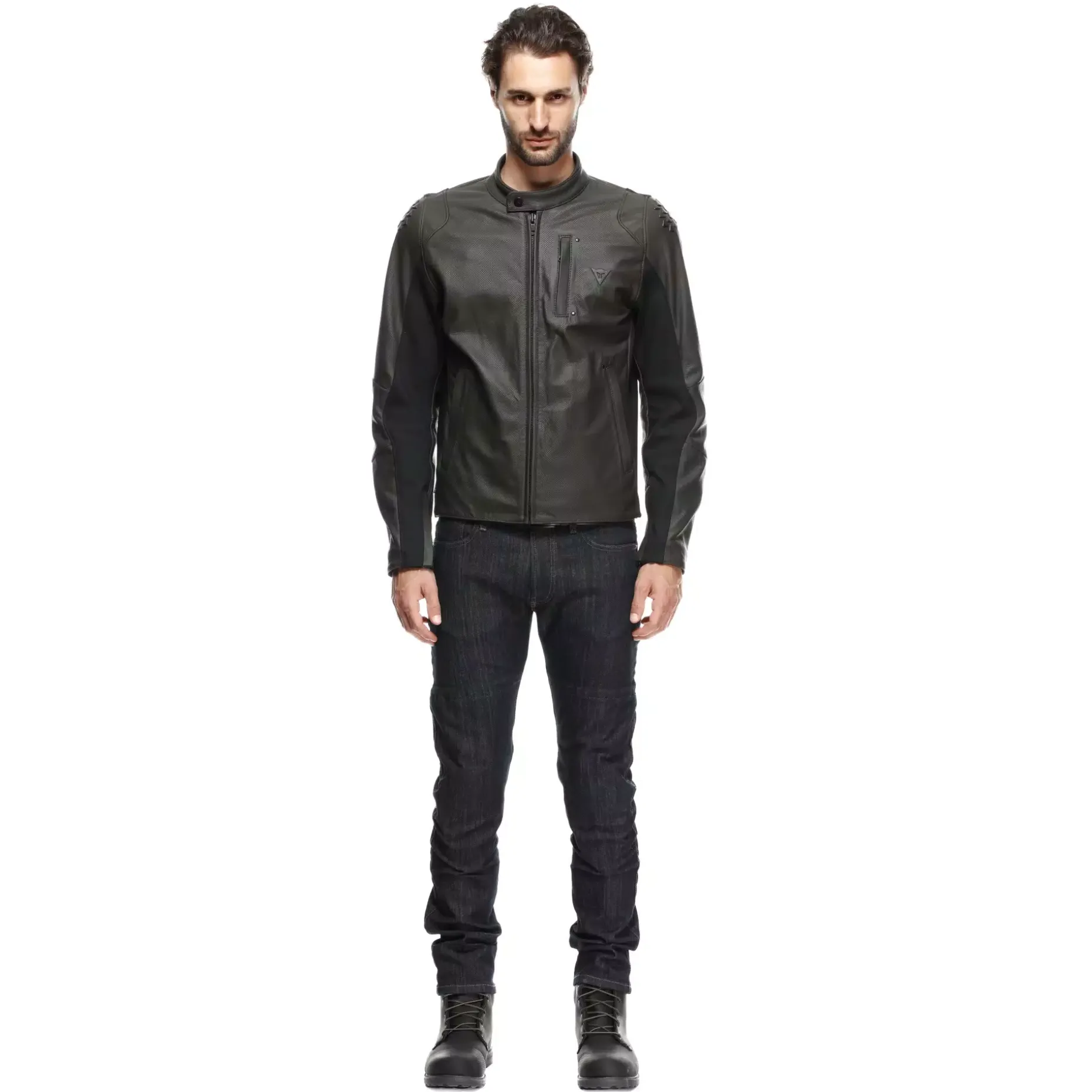 ISTRICE CHAQUETA DE CUERO PERFORADO MOTO HOMBRE
