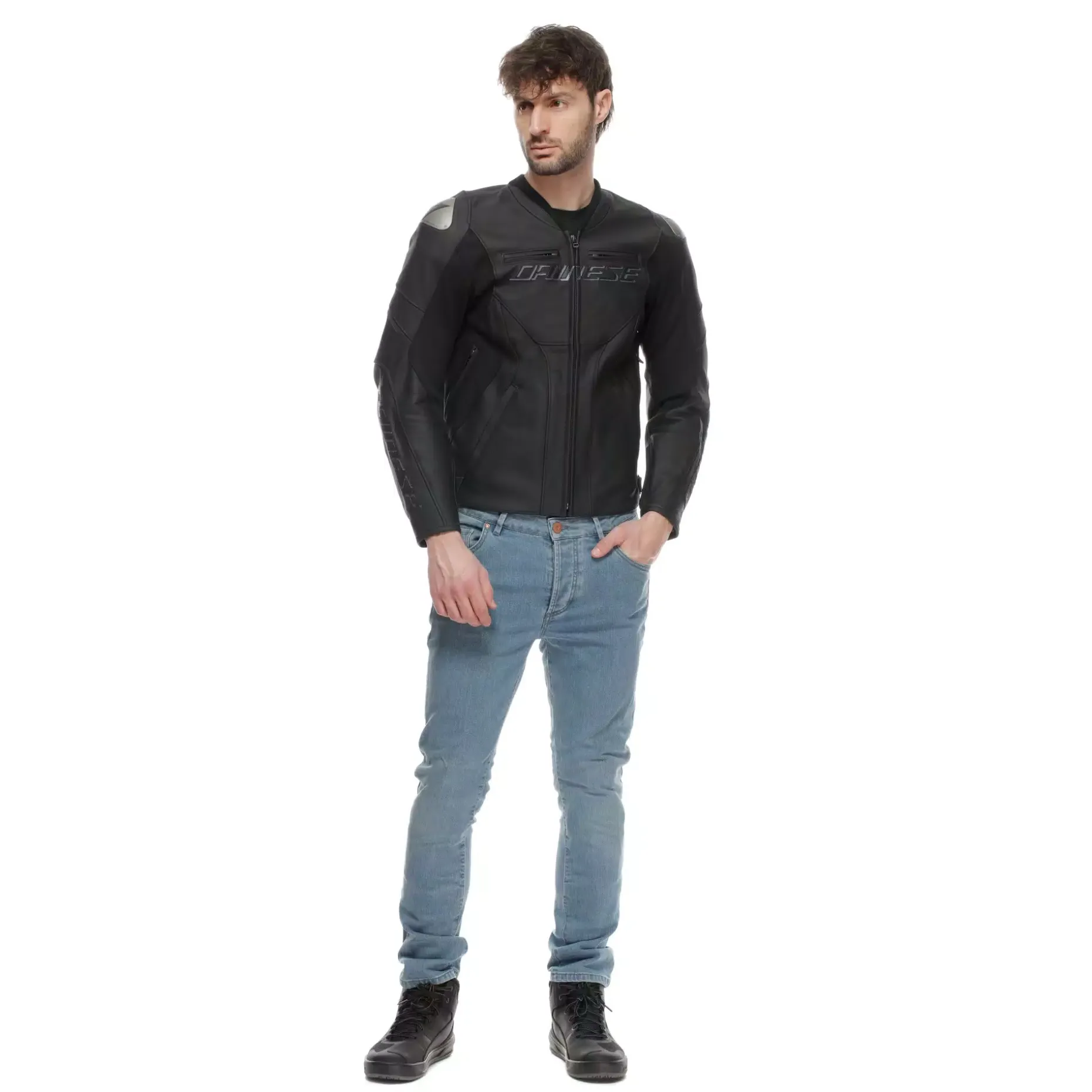 RACING 5 - CHAQUETA DE MOTO DE CUERO HOMBRE - TALLA SHORT/TALL (S/T)
