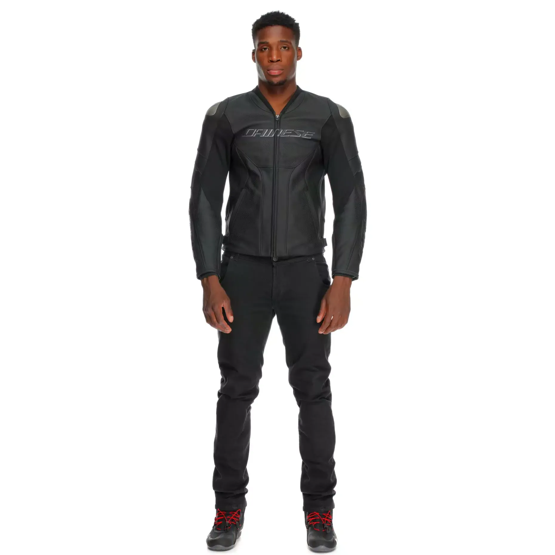 RACING 5 - CHAQUETA DE MOTO DE CUERO PERFORADA HOMBRE - TALLA SHORT/TALL (S/T)